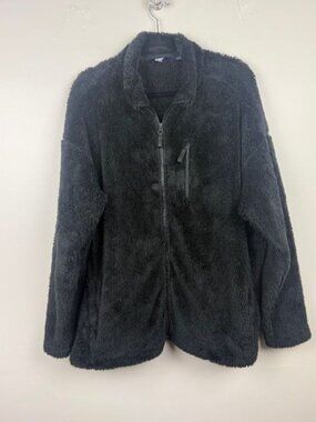Lands' End Women's Black Sherpa Fleece Full Zip Jacket - Size 1X